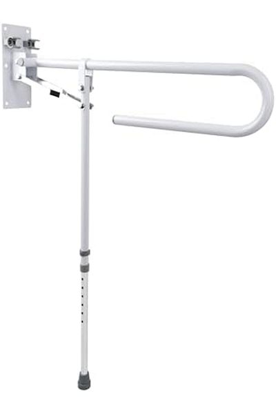 Stander Mondo Medical Bathroom Toilet Grab Bar - White Stainless Steel Foldable Toilet Support Aid Rail with