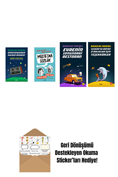 Alfa Yayınları Douglas Adams 4 Kitap Set + Okuma Sticker'ları