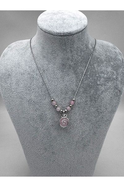Mesan Accessory Moonstone and Colored Natural Stone Wire Wrap Necklace – Gold and Silver Plated, Handmade Elegant Jewelry