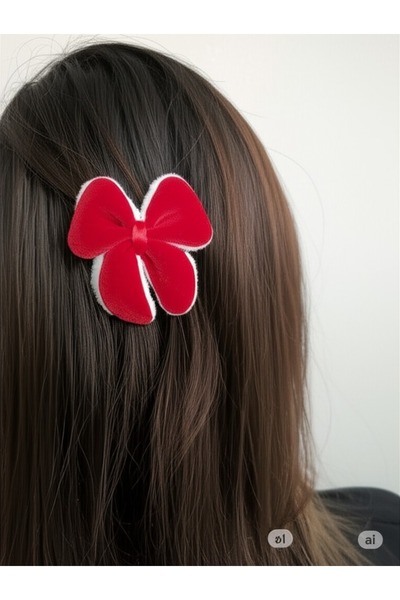 FAMEMUS ACCESSORY Velvet Red Bow Buckle Birthday and Gift and Accessory