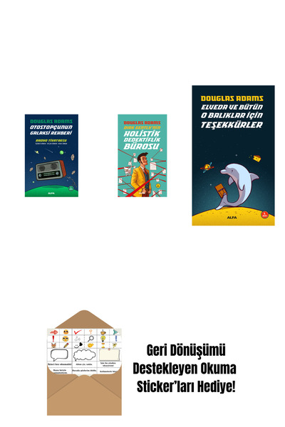 Alfa Yayınları Douglas Adams 3 Kitap Set + Okuma Sticker'ları