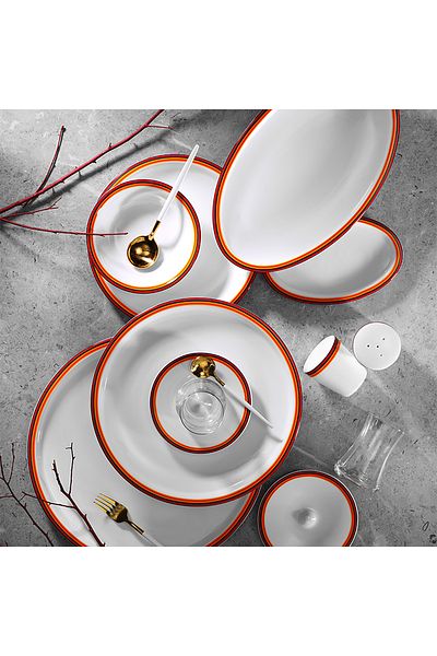 EVALIZA Alaia Orange 42 Piece Breakfast Set for 6 People