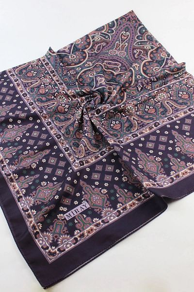 MİRAY 120x120 Ethnic Pattern Μεγάλο Μαντίλι Βαμβακερό Μαντίλι Μεγάλο Τετράγωνο Μαντίλι Μωβ