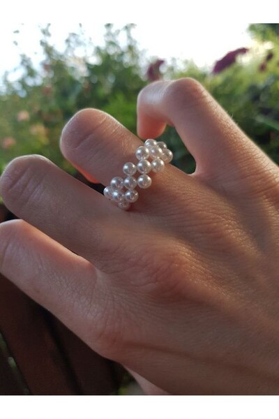 Shiklik MODA خاتم لؤلؤ أبيض أنيق لتكملة أناقتك