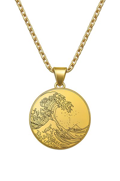ArtinArt The Great Wave (the Great Wave)- Hokusai |   316L Steel Necklace