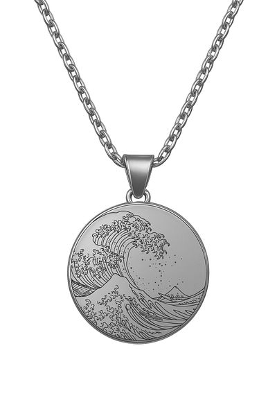 ArtinArt The Great Wave (the Great Wave)- Hokusai |   316L Steel Necklace