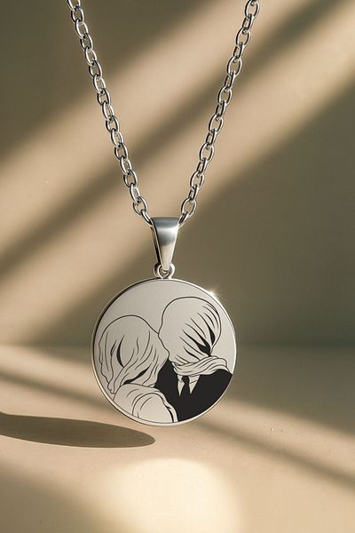 ArtinArt The Lovers (Lovers)- René Magritte |   316L Steel Necklace