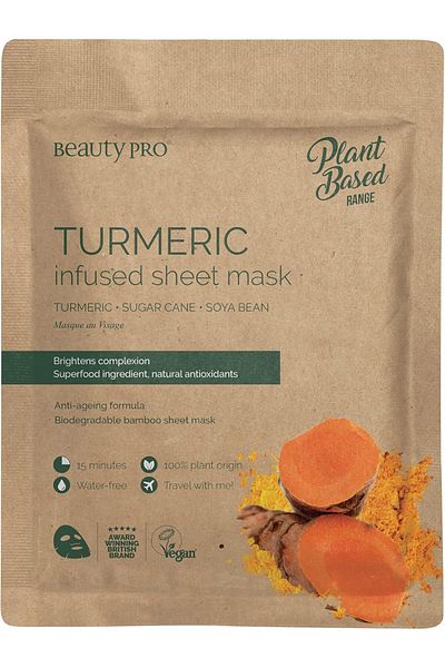 BEAUTYPRO Beauty Pro Turmeric Infused Sheet Mask - Turmeric, Sugar Cane, Soya Bean. Plant Based & Vegan