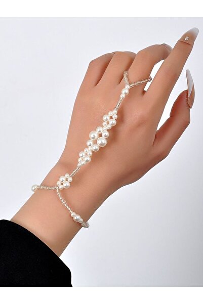 Shiklik MODA White Pearl Beaded Shahmeran to Complete Your Elegance