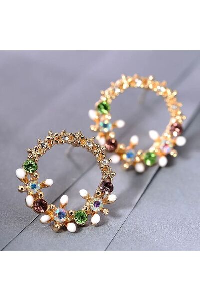 Shiklik MODA أقراط رائعة على شكل وردة حجرية - عنوان الأناقة