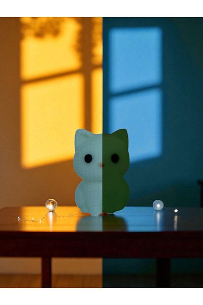 Aly Night Glowing Cat Keychain Figure Amigurumi Style, Highlighter