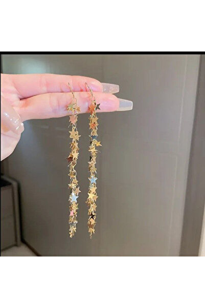 Shiklik MODA اجعلين تضيء مع أقراط طويلة موديل نجمة لامعة