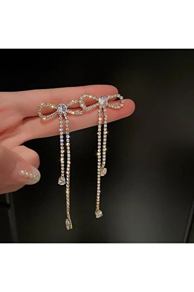 Generic Brand Stylish and Eye-Catching Stone Bow Earrings