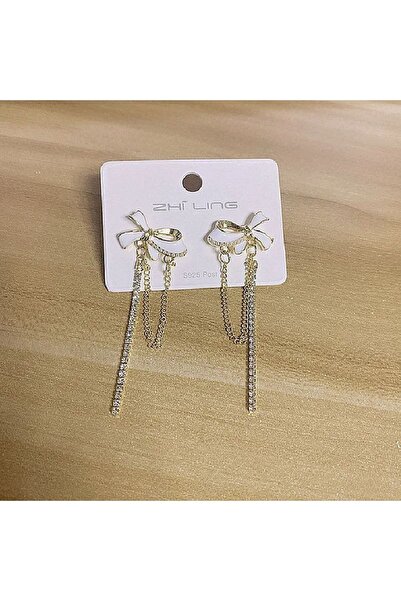 Shiklik MODA أقراط أنيقة على شكل فيونكة من الحجر - إكسسوار مناسب لأي بيئة