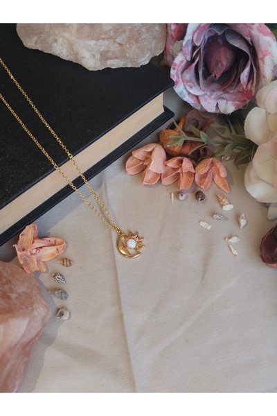 SOFT Ay-Güneş Desenli Çelik Kolye