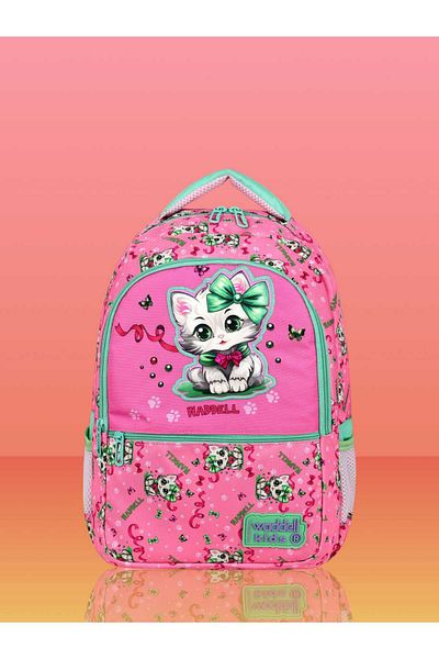 Waddell Chinese Cat Themed Primary School Bag with Back Support and Lunch Bag