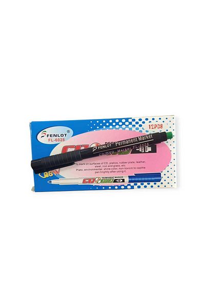 fenlot Boxed Black Acetate Permanent Cd Pen Medium Tip (12 Pcs))