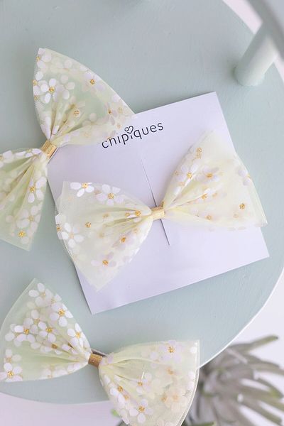 chipiques مشبك رابطة راقصة الباليه من التول الأصفر المزخرف بالبابونج للأطفال