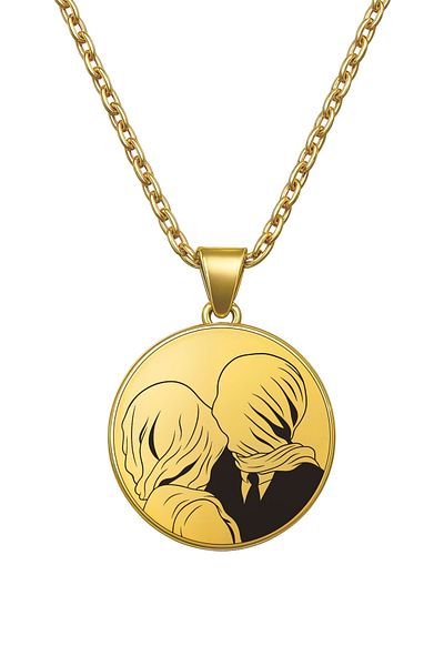 ArtinArt The Lovers (Lovers)- René Magritte |   316L Steel Necklace