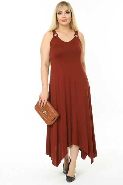 MELSAY Women's Strap V-Neck Cinnamon Buckle Dress
