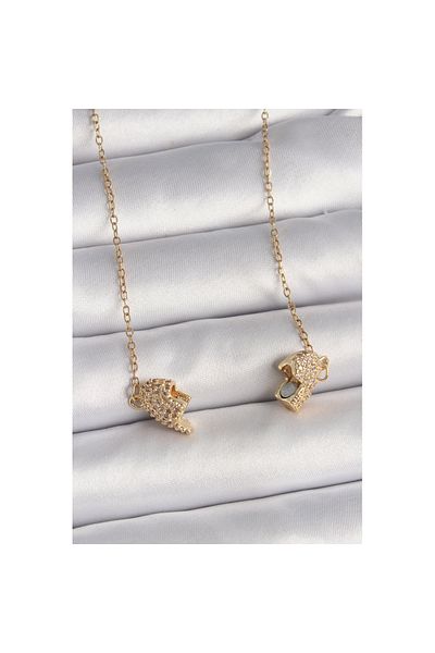 Skygo 316L Steel Gold Color Chain Zircon Stone Magnet Heart Model Women's Necklace - Tj-Bko9728