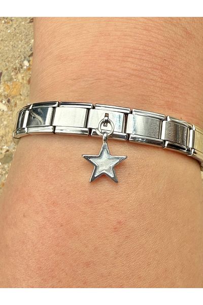 Snartun White Star Steel Charm and Italian Steel Bracelet I Special Boxed