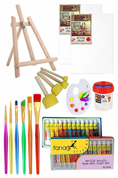 Artlantis Мини статив 25x35, Платно за изкуство от 2 части, 12 цвята акрилни ...
