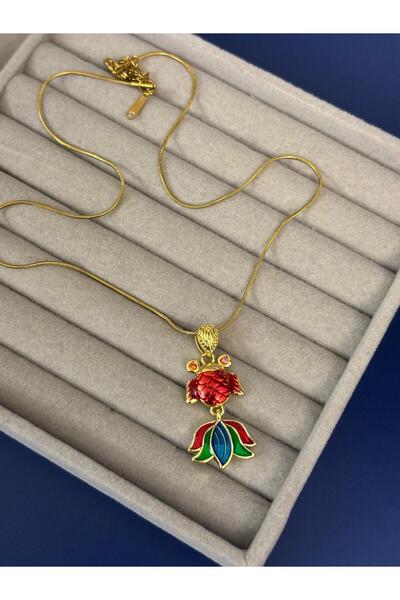 Idarosa Concept Gold Renkli Kırmızı Mineli Renkli Mine Detaylı Çelik Balık Ko...