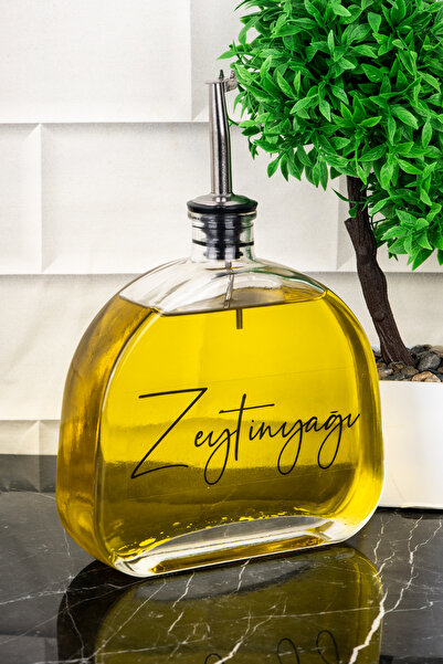 DNS HOME Luxury 500ml Oil Pot Silver Lock Lid Glass Oil Pot Sunflower Oil Olive Oil Sauce Bowl with Label Sauce Bowl