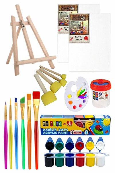 Artlantis Мини статив 25x35, 2 броя платна, Mydido, 6 цвята акрилни бои, стар...