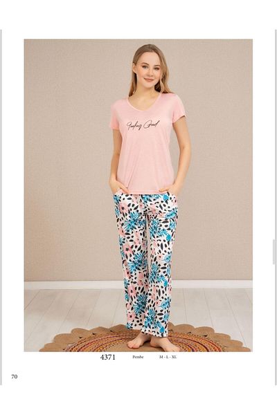 Baha Perfect Club Women's Crew Neck Short Sleeve Pajamas Set 4371 - 1 Piece