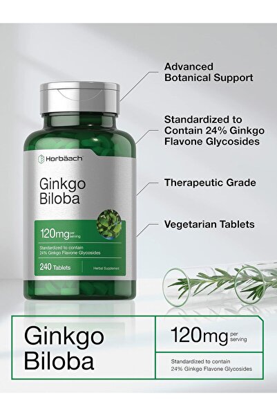 Horbaach Ginkgo Biloba Mabet ağacı ekstrat 120mg 240 Tablet Flavone Glycoside...