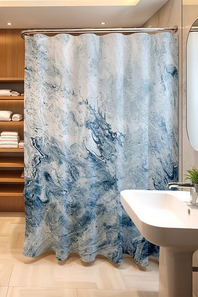 EVPANYA Perdeaua de baie, perdea de dus cu model Ocean Bubbles, perdea de cada 175x200cm