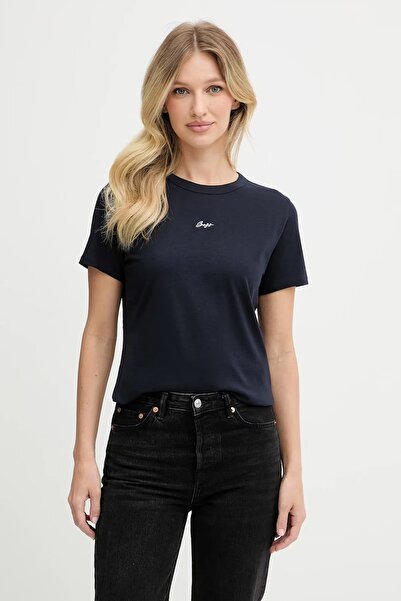 BOSS Kadın Normal Kalıp %100 Pamuklu Yuvarlak Yakalı Kısa Kollu Lacivert T-Shirt 50547547-408