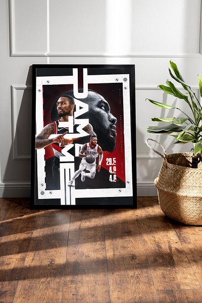 Saturn Damian Lillard Framed Painting - Dame Time Nba Poster Painting