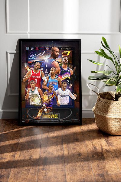 Saturn Chris Paul Framed Painting - Basketball Nba Poster Painting