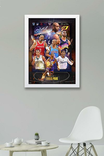 Saturn Chris Paul Framed Painting - Basketball Nba Poster Painting