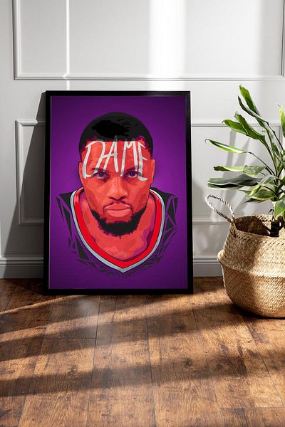 Saturn Damian Lillard Framed Painting - Dame Time Nba Poster Painting