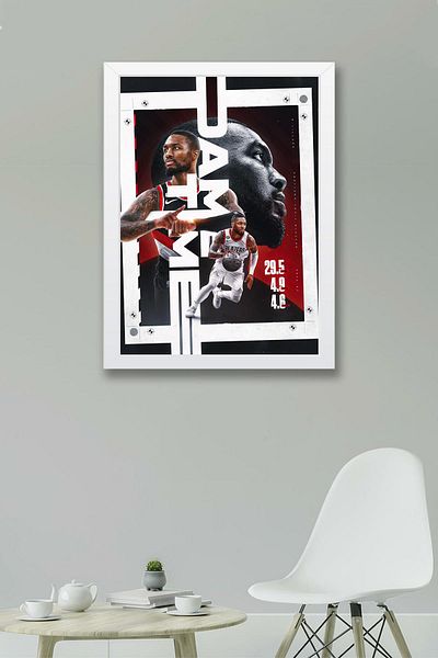 Saturn Damian Lillard Framed Painting - Dame Time Nba Poster Painting