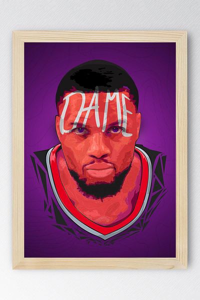 Saturn Damian Lillard Framed Painting - Dame Time Nba Poster Painting