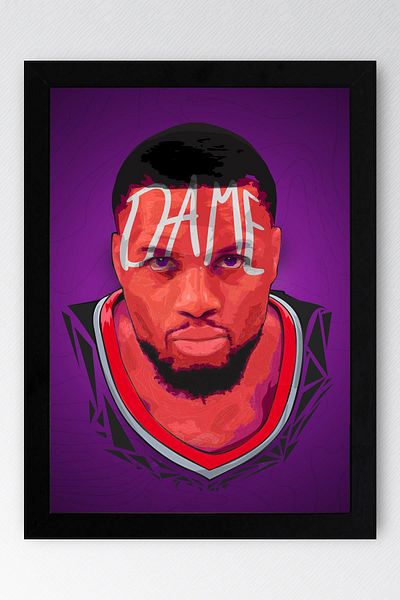 Saturn Damian Lillard Framed Painting - Dame Time Nba Poster Painting