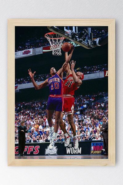 Saturn Dennis Rodman Framed Painting - Basketball Nba Poster Painting