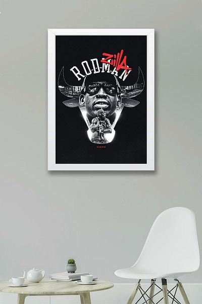Saturn Dennis Rodman Framed Painting - Rodzilla Nba Poster Painting