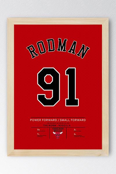Saturn Dennis Rodman Jersey Framed Painting - Nba Chicago Bulls Jersey