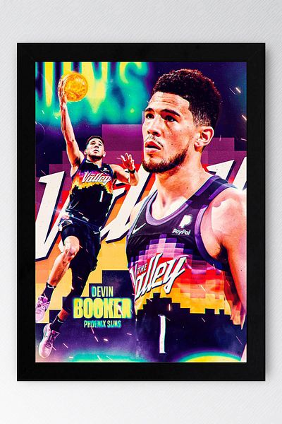 Saturn Pictură înrămată Devin Booker - Pictură poster NBA de baschet