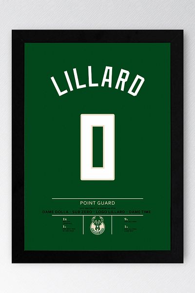 Saturn Tricou Damian Lillard cu cadru - Tricou NBA Milwaukee Bucks