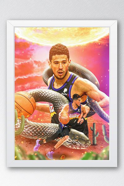 Saturn Pictură înrămată Devin Booker - Pictură poster NBA de baschet