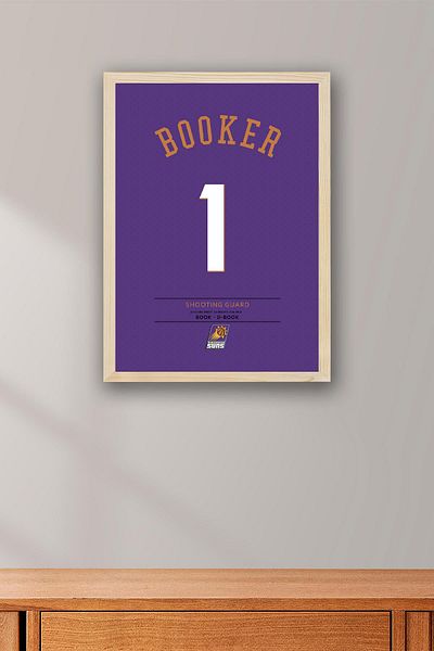 Saturn Devin Booker Jersey Framed Painting - Nba Phoenix Suns Jersey
