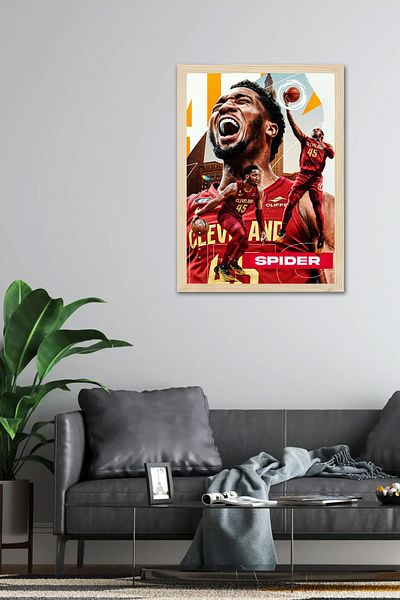 Saturn Donovan Mitchell Framed Painting - Basketball Nba Poster Painting