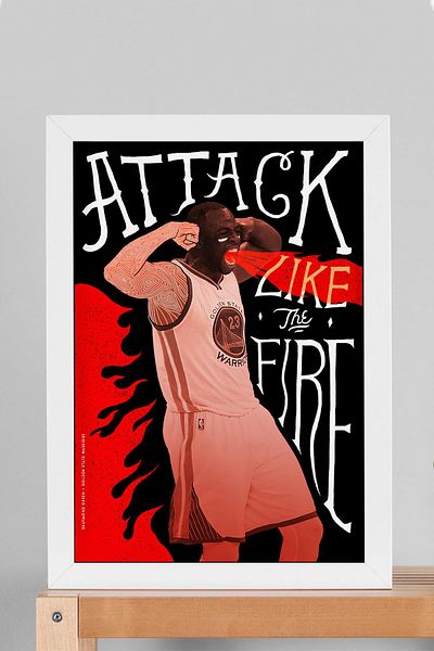 Saturn Draymond Green Framed Painting - Basketball Nba Poster Painting